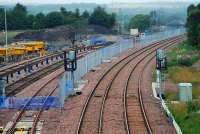 Some further progress on laying the new Bathgate TMD sidings on 12 July 2009.<br><br>[Ewan Crawford 12/07/2009]