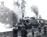 41241+30072 leaving Keighley station with the inaugural Keighley & Worth Valley working following the reopening ceremony on 29 June 1968.<br><br>[David Pesterfield 29/06/1968]