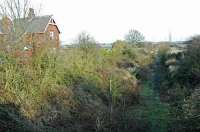 Looking east towards Lincoln over the remains of Fledborough station. The two platforms remain at this very rural location - very rural save for the disused High Marnham powerstation which is out of shot to the right.<br><br>[Ewan Crawford 14/01/2005]