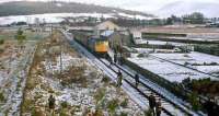 A special heading south for Aviemore along the Speyside line makes a photostop at Cromdale on 2 November 1968, just prior to the final closure of the line. Cromdale station itself had been closed by BR more than 3 years earlier in October 1965. [See image 24580]<br>
<br><br>[Frank Spaven Collection (Courtesy David Spaven) 02/11/1968]