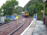 156433 departs from Stewarton for Glasgow Central on 14 July.<br><br>[John Steven 14/07/2009]