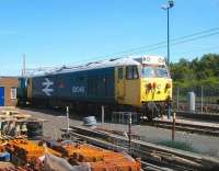 Preserved class 50 no 50049 <I>Defiance</I> on display at the DRS Kingmoor TMD open day on 11 July. <br><br>[Kevin McCartney 11/07/2009]