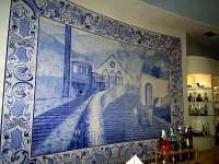 A tiled representation of a scene on the former rack railway in Funchal, Madeira, forming a wall display within the bar of the hotel at Terreiro da Luta, which was, at one time, the top terminus of the line. Photographed in May 2006. [See image 24654]<br>
<br><br>[Colin Miller /05/2006]