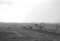 A double-headed train of track panels approaching Carlisle from the east in July 1967 hauled by 48620+48622.  The train is passing the site of the former Midland shed at Durranhill on the Settle and Carlisle route. The old North Eastern Durranhill signal box stands between the parallel MR and NER tracks with the remnants of London Road yard beyond. The train is heading for  Petteril Bridge Junction in the left background, the point at which the two routes come together.<br><br>[K A Gray 07/10/1967]