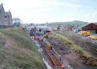 Rationalisation work underway on the approach to Largs station in 1986.<br><br>[Colin Miller //1986]