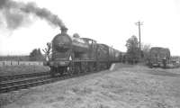 Ex-NBR No 256 <i>Glen Douglas</i> stands at the platform at Airth with <I>Scottish Rambler No 3</I> on 30 March 1964.<br><br>[K A Gray 30/03/1964]