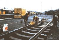 Open day at Bathgate - the day before services resumed. A demonstration of railwelding on 23 March 1986.<br><br>[David Panton 23/03/1986]