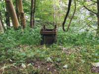 The base of a distant signal still stands alongside the trackbed east of Craigellachie on the way to Dufftown in July 2009, some 38 years after closure of the line.<br><br>[John Gray 27/07/2009]