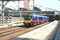 A Hull - Liverpool Lime Street trans-Pennine service pulls away from Leeds on 22 April 2009.<br><br>[John Furnevel /04/2009]