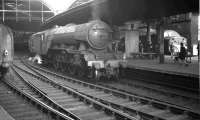 Old and new order at Newcastle. Gresley A3 Pacific no 60082 <I>Neil Gow</I> stands alongside an EE Type 4 at Newcastle Central in the early 1960s.<br><br>[K A Gray //]