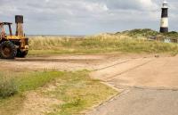 Spurn Point, East Yorkshire, photographed in August 2009, showing some of the remains of the Spurn Head Railway. This military line, operational from 1915, was built in connection with the construction, supply and maintenance of wartime fortifications along the Spurn estuary.<br>
<br><br>[Peter Todd 02/08/2009]