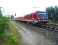 Shortly after leaving Lubeck on 29 July, unit 928 216 accelerates north west bound for Kiel Hauptbahnhof.<br><br>[John Steven 29/07/2009]