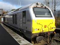 67012 <I>A Shropshire Lad</I>, in Wrexham & Shropshire Railway livery, stabled in the dedicated south facing servicing bays at Wrexham General station on 28 January 2009, prior to locomotive change over later in the day. <br><br>[David Pesterfield 28/01/2009]