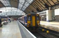 The 1037 hrs Saturday morning service to Oban waits in Platform 3 at Glasgow Queen Street on 25 July 2009.<br><br>[John McIntyre 25/07/2009]