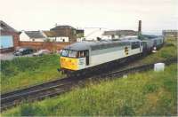 56124 in Railfreight Coal livery coming off the Ayr harbour branch with coal empties at Newton Junction on 22 July 1993<br><br>[Ken Browne 22/07/1993]