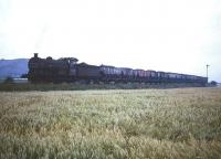 J27 no 65861 running between Winning Junction and Freemans crossing, Blyth, with a trainload of power station coal in the 1960s. The pit heap in the background belongs to Winning Colliery. [With thanks to Freddy Wagstaff] <br>
<br>
<br><br>[Robin Barbour Collection (Courtesy Bruce McCartney) //]