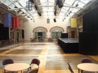 The old station concourse at Morecambe Promenade, now known as <I>The Platform</I>, showing the stage that now occupies this area. The seating had been cleared away for the floor to be treated. The front section of the building, just visible through the skylights, is now the Tourist Information Centre and the concourse is used for events and concerts. A far cry from the days of excursions and electric trains to Lancaster but at least the building is still with us and cared for. [See image 37571] for the same scene in the 1980s. <br><br>[Mark Bartlett 23/02/2012]