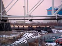 Looking north at Haverton Hill South Junction in 2004. This works yard was parallel to the west to south curve (now lifted) which was off to the right and further to the right was the east to south curve (also lifted).<br><br>[Ewan Crawford 28/02/2004]