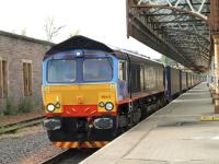 66412 arriving at Perth for a crew change with the 1320 Inverness to Grangemouth Tesco Stobart container service. The locomotive is in <I>Malcolm Logistics</I> livery.<br><br>[Brian Forbes 21/08/2009]