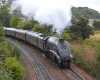 60009 <i>Union of South Africa</i> accelerates away from Inverkeithing on 23 August 2009 with the first SRPS <i>Forth Circle</i> train of the day.<br><br>[Bill Roberton 23/08/2009]