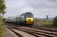 The 07.10 Leeds-Aberdeen NXEC service passes Thornton Junction on 24 August with power car 43206 on the rear. On the right is the junction for the Methil branch. Local news reports suggest Network Rail is to officially cease maintenance on the line (although there appears to be little evidence of any such work in recent years) despite current hopes of passenger and freight revivals.<br><br>[Bill Roberton 24/08/2009]