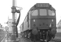 D7612+D7614 about to couple up to BR <I>Grand Scottish Tour No 2</I> at the south end of Ayr station on 27 May 1967. The pair will handle the return leg to Stranraer Harbour [See image 23416].<br><br>[Colin Miller 27/05/1967]
