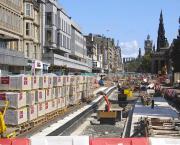 Edinburgh tram update 25 August 2009. View east from the new pedestrian access crossing at the foot of Frederick Street.<br><br>[Bill Roberton 25/08/2009]