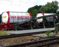 Colourful tanker train, Lubeck, July 2009.<br><br>[John Steven /07/2009]