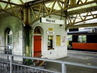 Scene at the old Carstairs in August 1997 with the daily SPT service to Garscadden waiting in the down platform of the doomed station building.<br><br>[David Panton 29/08/1997]