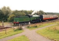 Ex-LNER Class D49 <I>Morayshire</I> slows as she comes round the bend before pulling upat the 'request stop' atKinneil on her way back to Boness Station.<br>
<br><br>[David Forbes //]