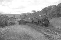 The 1325 Glasgow - Morecambe, photographed on 6th August 1966 near Kirkconnel behind a pair of Black 5s.<br><br>[Colin Miller 06/08/1966]