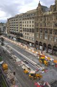 View over the tramworks on Princes Street from the Scott Monument on 1 September 2009.<br><br>[Bill Roberton 01/09/2009]