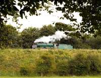 Ex-SR 4-6-0 No 850 <I>Lord Nelson</I>, being used on a driver experience course on 27 August 2009 running into Alresford on the Mid Hants Railway.<br>
<br><br>[Peter Todd 27/08/2009]