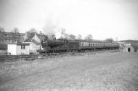 The Branch Line Society <i>Scott Country Rail Tour</i> seen here at Earlston on 4th April 1959. The train is on its way back from a visit to Greenlaw with <I>Glen</I> 4-4-0 no 62471 <I>Glen Falloch</I> in charge. [See image 23768]. <br><br>[Robin Barbour Collection (Courtesy Bruce McCartney) 04/04/1959]