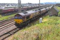 EWS 66092 shunts coal empties in Falkland Yard on 2 September 2009<br><br>[David Panton 02/09/2009]