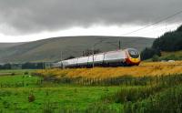 Southbound train at Bodsbury Level Crossing, just south of Elvanfoot.<br><br>[Ewan Crawford 05/09/2009]