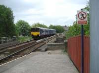 A Clitheroe to Manchester Victoria train has just left Darwen and is heading south towards Bolton on 17 May 2008.<br><br>[John McIntyre 17/05/2008]