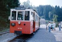 Scene on the Tramway Touristique de l'Aisne, Pont d'Erezee, Belgium, at the northern end of the line along the Aisne River to Dochamps, in July 1989.<br><br>[Colin Miller /07/1989]