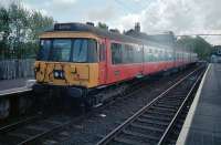 303 029 about to leave with a service to Airdrie in May 1987.<br><br>[Ewan Crawford 12/05/1987]