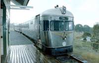 Downpour at Dagun, Queensland, on 8 June 2005 as a train on the Mary Valley Heritage Railway waits at the platform.<br><br>[Colin Miller 08/06/2005]