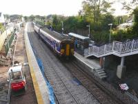 156 462 arrives at Dunlop via the <I>new</I> line on 17 September 2009 with the 1604 to Glasgow Central. The older platform here is currently being refurbished. <br><br>[Ken Browne 17/09/2009]