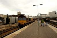 66016 pays a brief visit (about 35 minutes) to Aberdeen on 25 September 2009. It is seen at the head of the Compass railtour awaiting to depart on the return trip to Crewe.<br><br>[John McIntyre 25/09/2009]