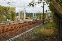 View looking west at Elderslie showing progress on the improved loops at Elderslie. The canal line formerly led off to the right.<br><br>[Ewan Crawford 26/09/2009]