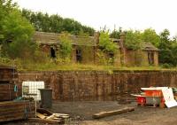 Photo taken from the goods shed looking south at the goods loading bank and beyond the passenger station building. The goods yard is now used by a timber comapny and a great burger bar called 'Newburgher'.<br><br>[Brian Forbes 05/09/2009]