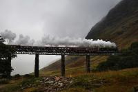 To get here involved a bit of a hike and the weather was dreadful,but,here we have 61994 <I>The Great Marquess</I> southbound, crossing one of the viaducts on the Horseshoe Curve north of Tyndrum Upper with <I> The West Highlander</I>.<br><br>[John Gray 27/09/2009]