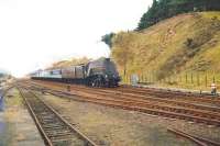 A4 Pacific no 60009 <I>Union of South Africa</I> passing the site of Blackford station in 1993 with a northbound special.<br><br>[Ken Browne //1993]