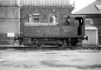 Deeley 0-4-0T no 41531 stored alongside the roundhouse at Staveley (Barrow Hill) in April 1960. The locomotive was officially withdrawn from here in May 1963 and cut up at Derby Works later that year. <br>
<br><br>[A Snapper (Courtesy Bruce McCartney) 10/04/1960]