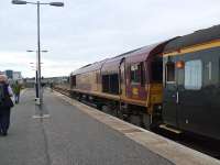 66016 on the south end of the Compass Tours excursion waiting to head back to Crewe on 25 September 2009. Electical supply for the stock was provided by Class 47 D1916 on the other end of the train. <br>
<br><br>[B A Cairns 25/09/2009]