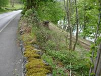 Concrete sleepers laid out heading west towards Corwen approx 1.0 Km beyond Carrog station, showing close proximity to both A5 trunk road and River Dee at this location. Formal application submitted recently to allow to extend track through to new station at Corwen by main car park. <br><br>[David Pesterfield 07/05/2009]