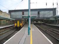 Dumfries train at platform 7. A few years back and a train for Langholm could be caught from platform 7.<br><br>[Bruce McCartney 12/10/2009]